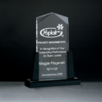 6 1/2" x 8" Spire Series Clear Acrylic Upright on Black Acrylic Base