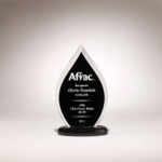 5 3/4" x 10" Flame Series Clear Acrylic with Black Silk Screened Back on Black Base