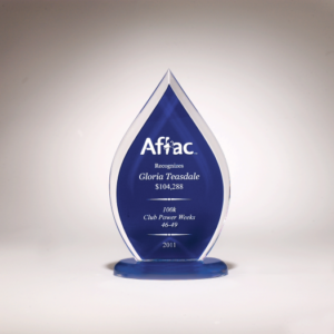 5 1/2" x 9" Flame Series Clear Acrylic with Blue Silk Screened Back