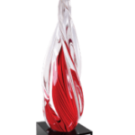 12" Red Twisted Spire with Black Base