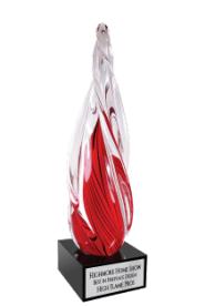 12" Red Twisted Spire with Black Base