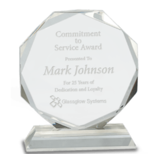 6" Clear Crystal Octagon on Clear Pedestal Base