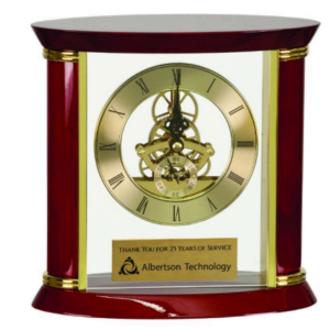 7 3/4" Executive Gold & Rosewood Piano Finish Clock