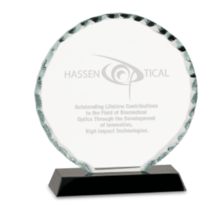 5" Round Facet Glass on Black Base