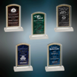 4" x 6" Red Marbleized Acrylic with 5" Base