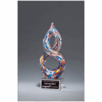 10" Helix Multi-Color Art Glass on Clear Glass Base with Black Laserable Aluminum Plate