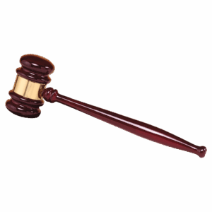 10" Rosewood Piano Finish Gavel with a Gold Gavel Band