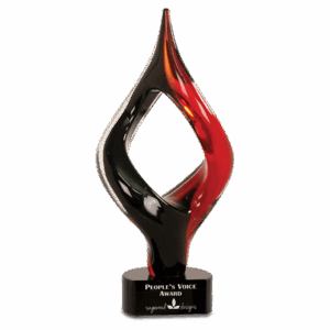 13 1/4" Red & Black Twist Art Glass