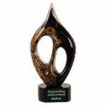 10 1/4" Black & Gold Coral Art Glass