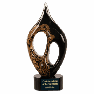 10 1/4" Black & Gold Coral Art Glass