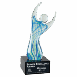 9" Raised Arms Art Glass with Square Black Base