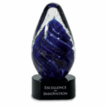 6 1/2" Blue Tear Drop Art Glass