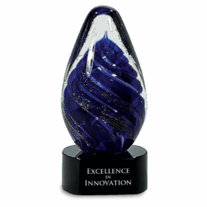 6 1/2" Blue Tear Drop Art Glass