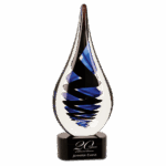 11 1/4" Black Twist Raindrop Art Glass