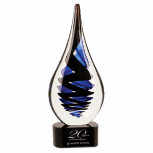 11 1/4" Black Twist Raindrop Art Glass