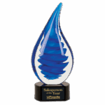 10 1/4" Blue Twist Raindrop Art Glass