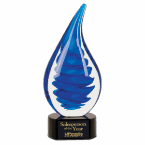 10 1/4" Blue Twist Raindrop Art Glass