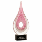 12" Pink Round Window Raindrop Art Glass