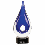 11 1/4" Blue Round Window Raindrop Art Glass