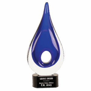 11 1/4" Blue Round Window Raindrop Art Glass