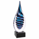 12" Blue, White & Black Twisted Rain Drop