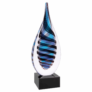 12" Blue, White & Black Twisted Rain Drop