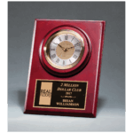 9" x 12" Cherry Finish Clock with 3 Hand Movement, Shelf Stand or Wall Mount with Black Laserable Plate