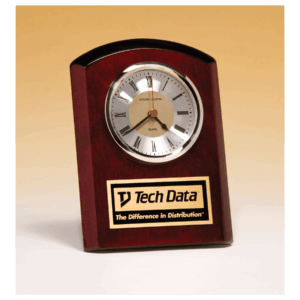 5" x 7" Rosewood Piano Finish Clock, Diamond Spun Dial,Three Hand Movement with Black Plate