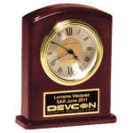 5 1/4" x 6 3/4" High Gloss Rosewood Finish Clock, Diamond Spun Dial, 3 HandMovement with Black Plate