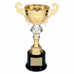 8 3/4" Completed Metal Cup Trophy on Plastic Base
