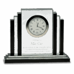 6" Clear Crystal with Clock and Black Crystal Trim