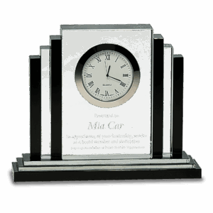 6" Clear Crystal with Clock and Black Crystal Trim