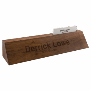 10" Genuine Walnut Desk Wedge with Business Card Holder