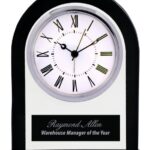 6 1/4" Black/Clear Glass Arch Clock