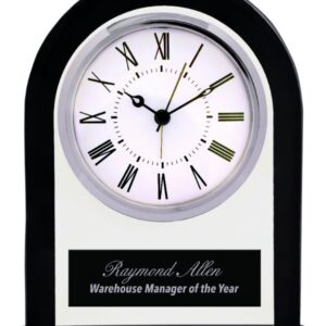 6 1/4" Black/Clear Glass Arch Clock