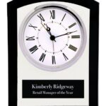6 1/4" Black/Clear Glass Square Arch Clock