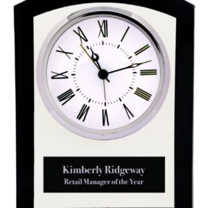 6 1/4" Black/Clear Glass Square Arch Clock