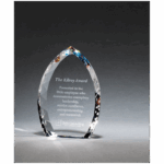 4" x 6" x 1" (Tapered) Crystal Flame with Jeweled Edge and Prism-Effect