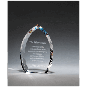 4" x 6" x 1" (Tapered) Crystal Flame with Jeweled Edge and Prism-Effect