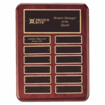 9" x 12" Rosewood Piano Finish 12 Perpetual Plates Plaque with Laserable Black Brass Plates