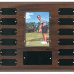 12 Plate w/ 3 1/2" x 5" Photo Holder, Completed Cherry Finish Perpetual Plaque