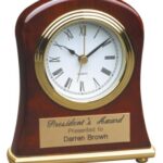 4 1/2" x 5" Rosewood Piano Finish Bell Shaped Desk Clock