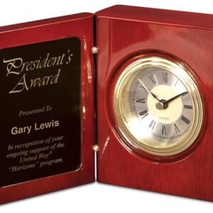 5 3/8" Rosewood Piano Finish Book Clock