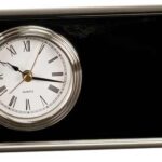 7 1/2" x 4" Black Piano Finish Horizontal Desk Clock