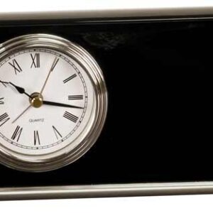 7 1/2" x 4" Black Piano Finish Horizontal Desk Clock